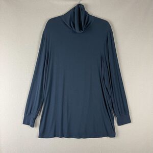 Universal Standard Jersey Turtleneck Top Womens XL 26/28 Blue Modal Minimal